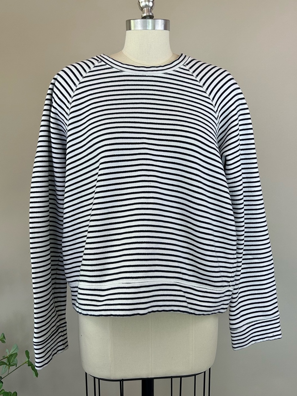Michael Stars 100% Cotton Fleece Striped Sweatshirt Sz Large